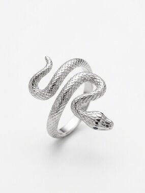 925 Sterling Silver Snake Reptile Wrap Ring With Stone